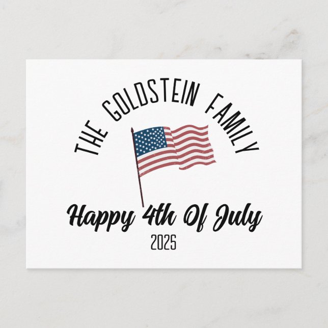 4th of July Independence Day Personalised Name Holiday Postcard (Front)
