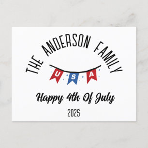 4th of July Independence Day Personalised Name Holiday Postcard