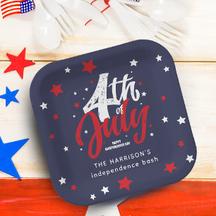 4th Of July Independence Day Red White Blue Paper Plate