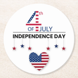 4th of July Independence Day Round Paper Coaster