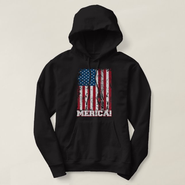 4th of July Independence Day US American Flag Patr Hoodie (Design Front)