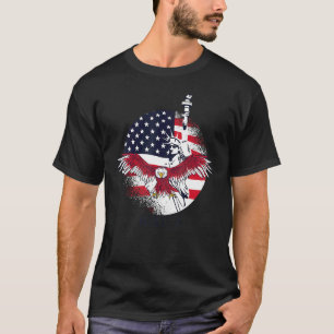 4th Of July Independence Day Us Flag Eagle Statue  T-Shirt