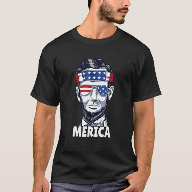 4th Of July Independence Day Usa Abraham Lincoln M T-Shirt (Front)