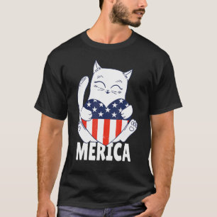 4th Of July Independence Day Usa Cute Cat Kitten H T-Shirt