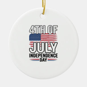 4th of July Independence Day Vintage Shirt Design_ Ceramic Tree Decoration