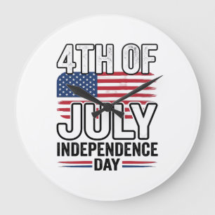 4th of July Independence Day Vintage Shirt Design_ Large Clock