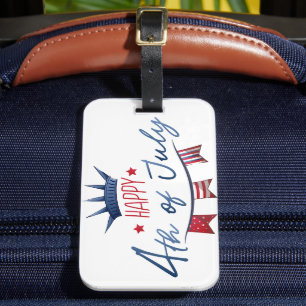 4th of July Independence Day Watercolor Clipart Luggage Tag