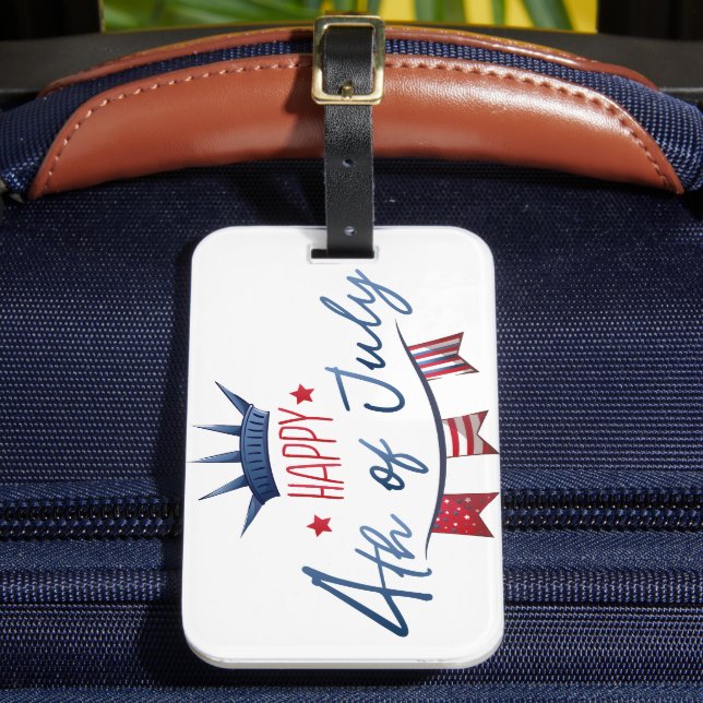 4th of July | Independence Day Watercolor Clipart Luggage Tag (Front Insitu 2)