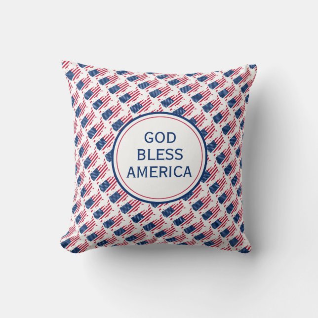 4TH OF JULY INDEPENDENCE God Bless America Cushion (Front)