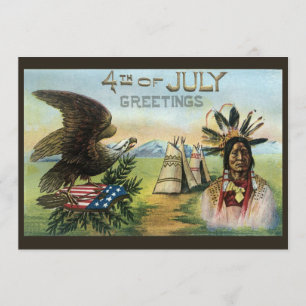 4th of July Indian birthday greeting card