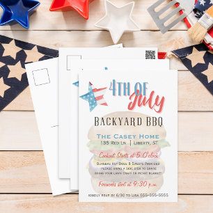 4th of July Invitation BBQ Postcard