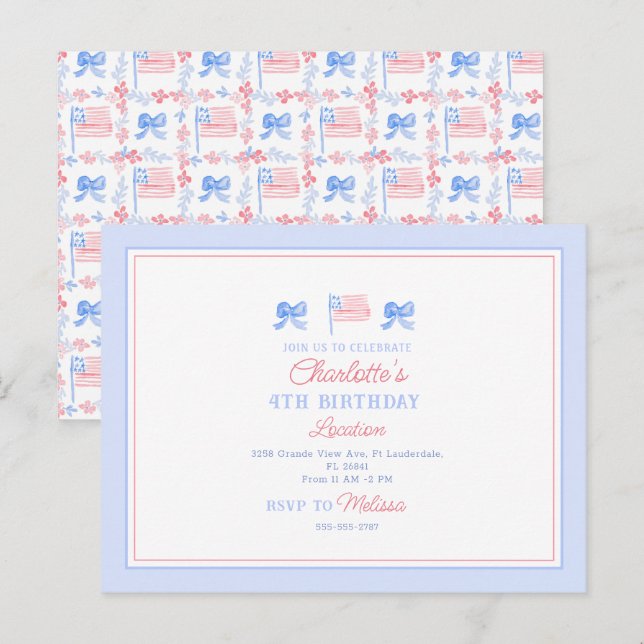 4th of July Invitation Postcard Size (Front/Back)