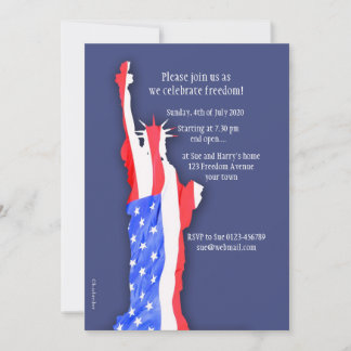 4th of july invitation, statue of liberty invitation