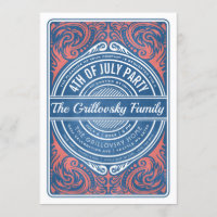 4th of July Invitations BBQ Red White & Blue