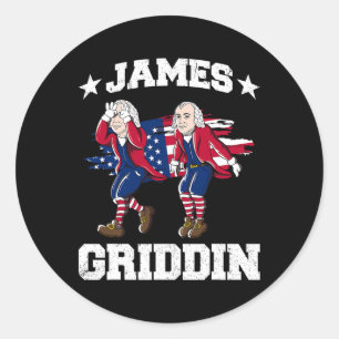 4th Of July James Madison Griddy James Griddin 1  Classic Round Sticker