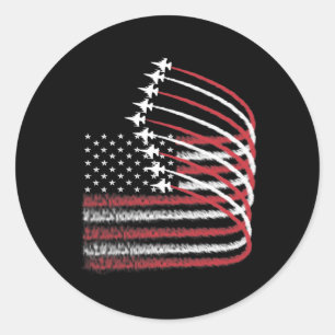 4th Of July Jet American Flag Patriotic Usa For Me Classic Round Sticker