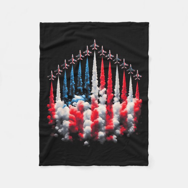 4th Of July Jet American Flag Patriotic Usa For Me Fleece Blanket (Front)