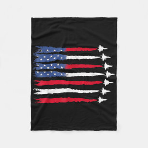 4th Of July Jet American Flag Patriotic Usa For Me Fleece Blanket