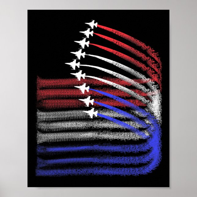 4th Of July Jet American Flag Patriotic Usa For Me Poster (Front)