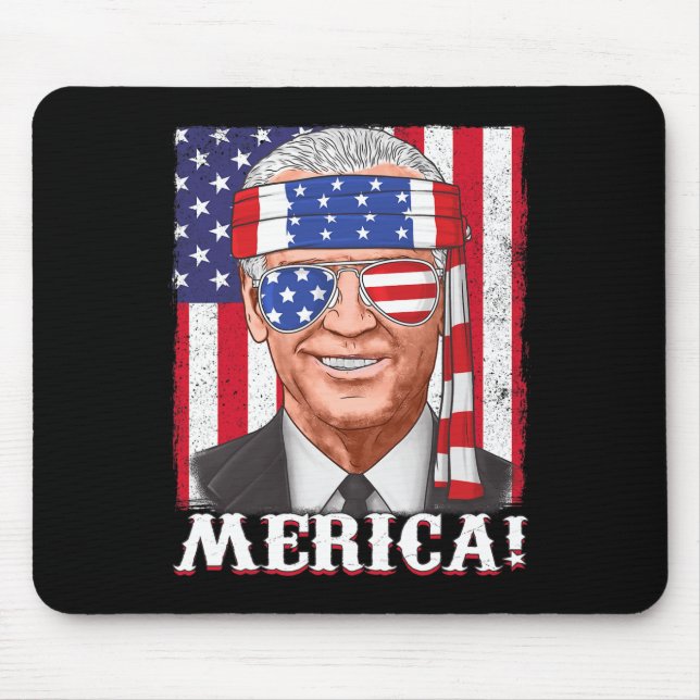 4th Of July Joe Biden Merica USA Flag  Mouse Mat (Front)