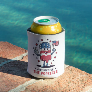 4th Of July Just Here For The Popsicle Patriotic Can Cooler