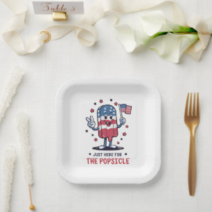 4th Of July Just Here For The Popsicle Patriotic Paper Plate