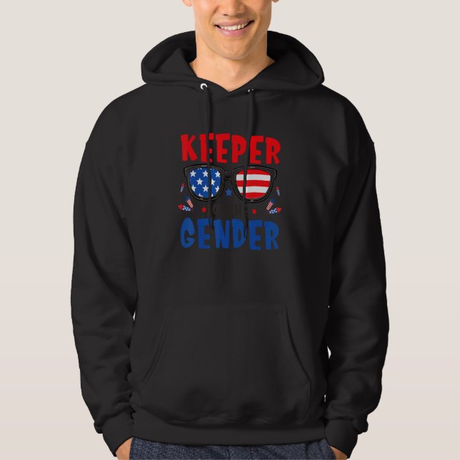 4th Of July Keeper Of The Gender Reveal Baby Annou Hoodie (Front)