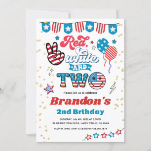 4th of July Kid 2nd Birthday Party Smile Face Invitation