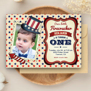 4th Of July Kids 1st Birthday Party Invitation