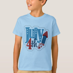 4th of July Kids Light Blue T shirt
