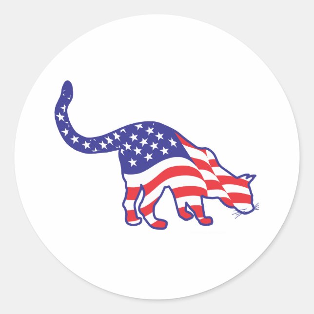 4th of July Kitty Cats Classic Round Sticker (Front)