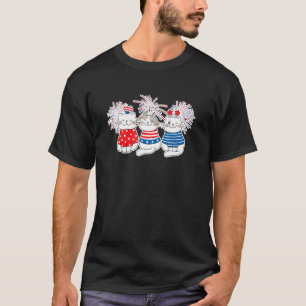 4th Of July Kitty Cats Red White Blue American Fla T-Shirt