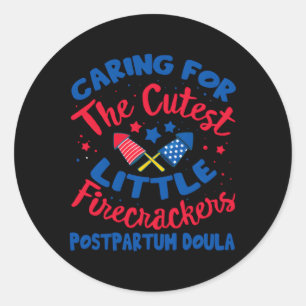 4Th Of July Labour And Delivery Mid Ld Postpum Dou Classic Round Sticker