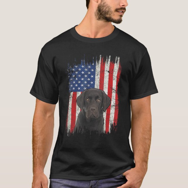 4th Of July Labrador American Flag Patriotic Choco T-Shirt (Front)
