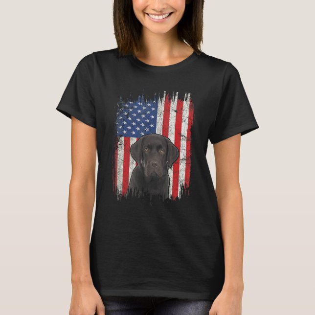 4th Of July Labrador American Flag Patriotic Choco T-Shirt (Front)