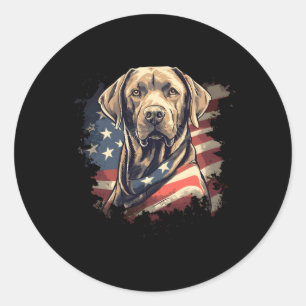 4Th Of July Labrador American Flag Patriotic Retri Classic Round Sticker
