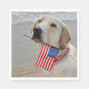 4th of July Labrador Retriever with Flag Napkin