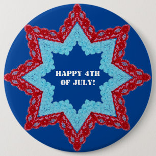 4th of July Lace Red White Blue 6 Cm Round Badge