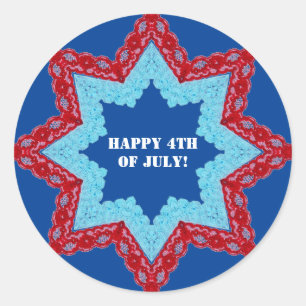 4th of July Lace Red White Blue Classic Round Sticker