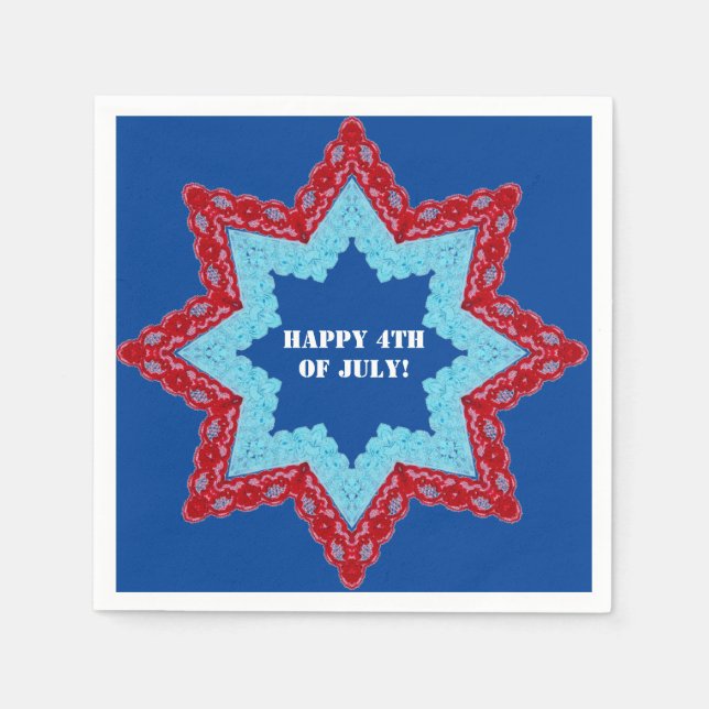 4th of July Lace Red White Blue  Napkin (Front)