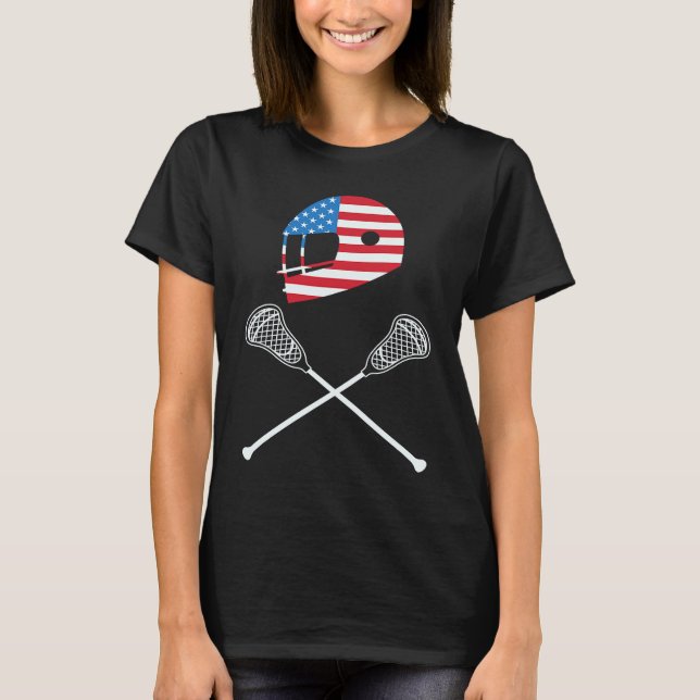 4th Of July Lacrosse American Flag Patriotic T-Shirt (Front)