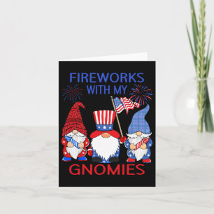4th Of July Leopard Gnomes Firework American Usa W Card