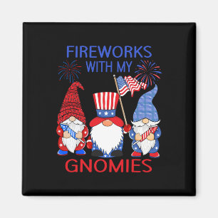 4th Of July Leopard Gnomes Firework American Usa W Magnet