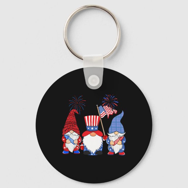 4th Of July Leopard Gnomes Firework Usa American W Key Ring (Front)
