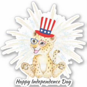 4th Of July leopard Independant Day Usa Flag Glass