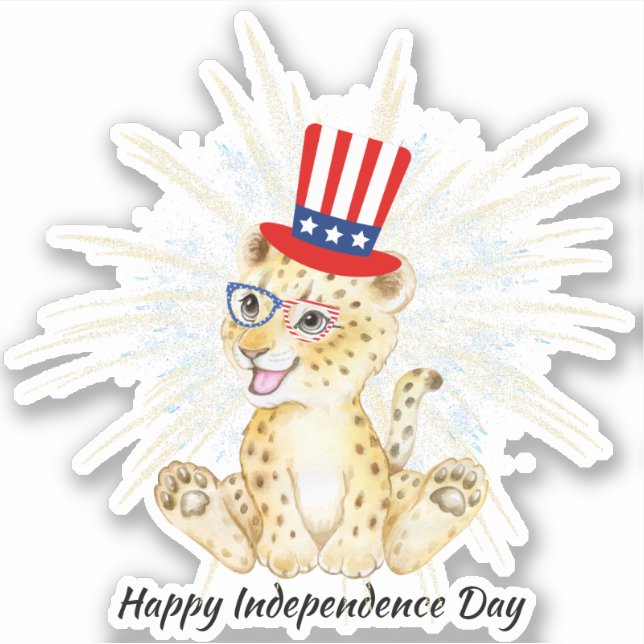 4th Of July leopard Independant Day Usa Flag Glass (Front)
