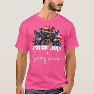 4th Of July Leopard Sunflower Patriotic Men Women T-Shirt