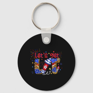 4th Of July Lets Get Lit Fireworks Funny Patriotic Key Ring