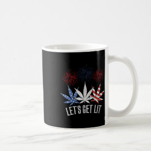 4th Of July Let's Get Lit Weed American Flag Coffee Mug
