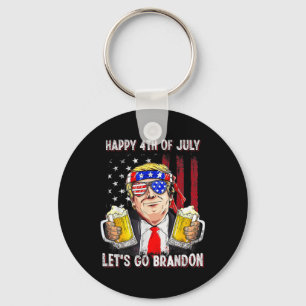 4th Of July Let's Go Beer Brandon Trump Beer Ameri Key Ring